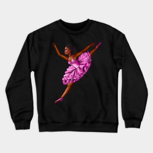 Black ballerina with corn rows ballet dancing ! beautiful  black girl with Afro hair and dark brown skin wearing a pink tutu.Hair love ! Crewneck Sweatshirt